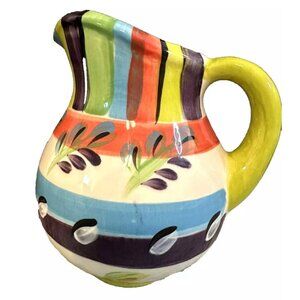Vintage Vicki Carroll Pottery Flower Colorful Pitcher Jug